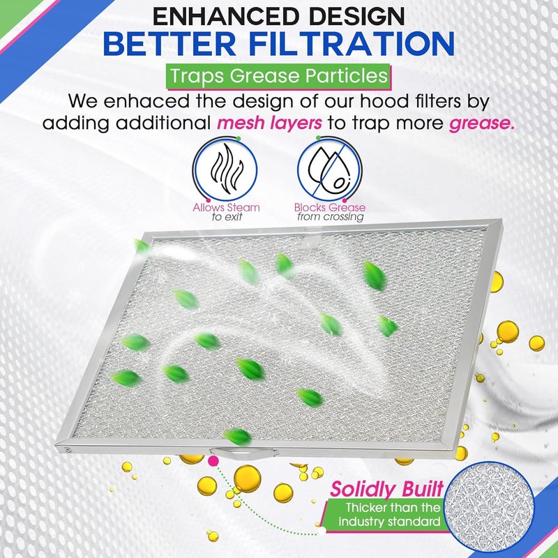 Bagean Stove Hood Vent Filter 11.60” x 11.22” BPQTAF S99010316 Compatible with Broan Range Hood Filter Replacement - Aluminum Mesh Kitchen Overhead Fan Screen - Blocks Grease & Filters Oven Air (2-Pk) - Image 4